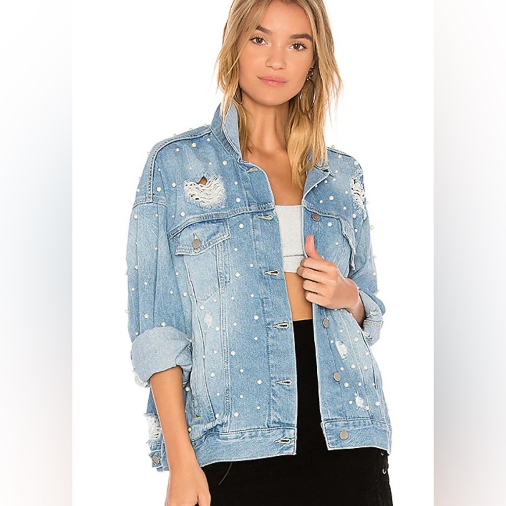Free People Sunday Funday Pearl Denim Jacket